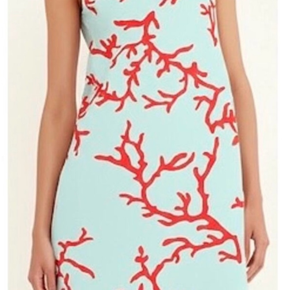 J. McLaughlin M NWT  Aqua/Coral Sleeveless Sophia Dress Sheath Resort Midi Dress